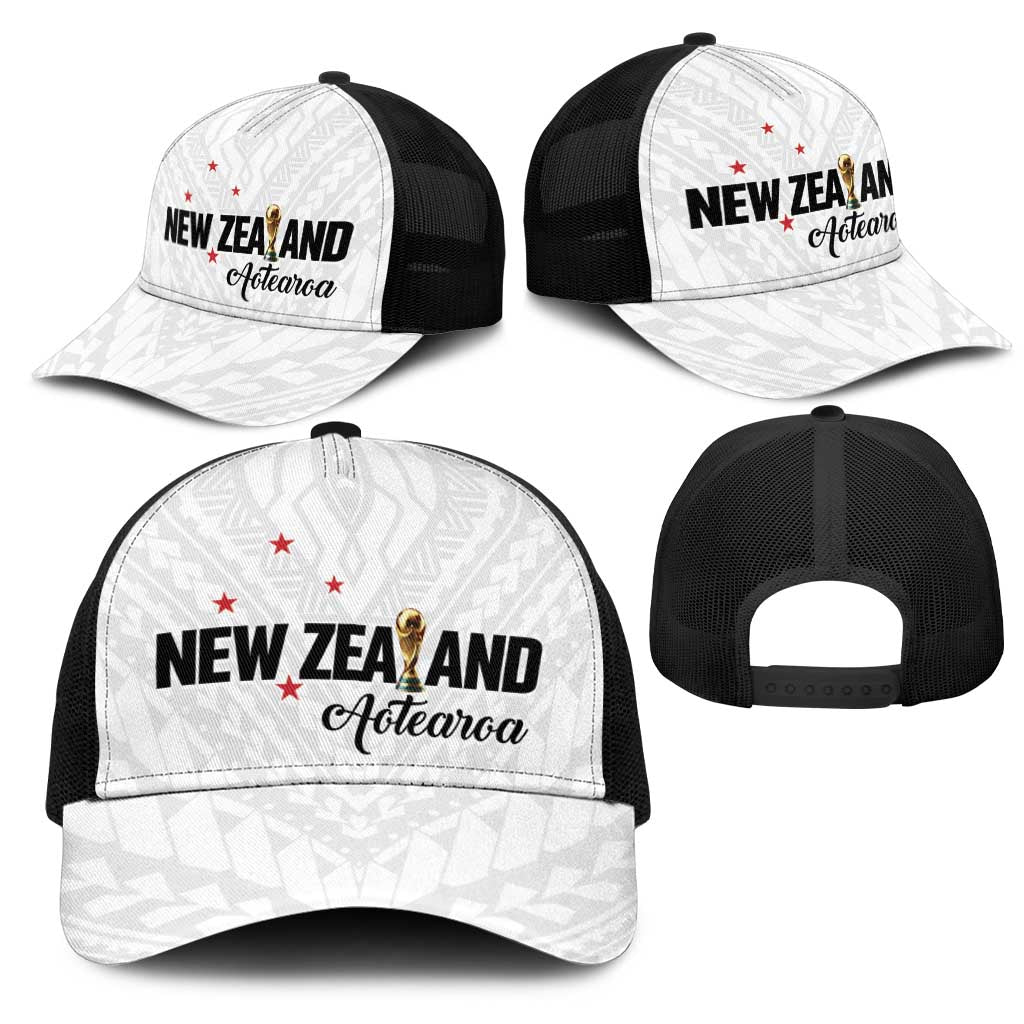 Football New Zealand Mesh Trucker Cap Aotearoa United White Version - Polynesian Pride