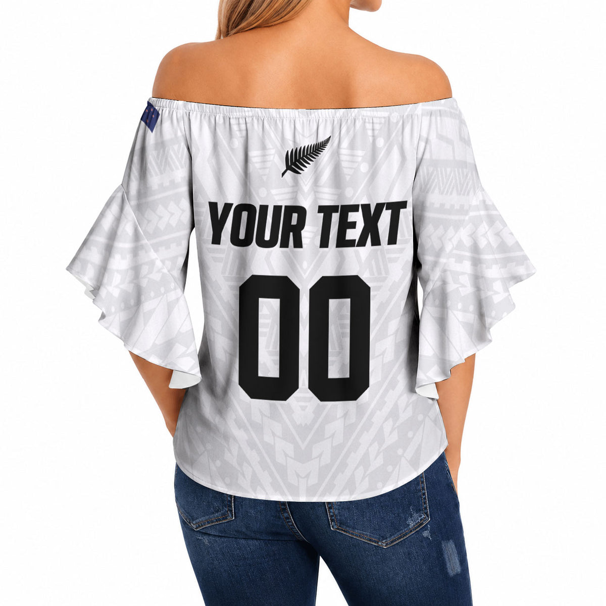 Custom Football New Zealand Off Shoulder Wrap Waist Top Aotearoa United White Version LT01 - Polynesian Pride