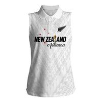 Custom Football New Zealand Women Sleeveless Polo Shirt Aotearoa United White Version LT01 Female White - Polynesian Pride