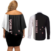 Personalised New Zealand 2025 Archery Basic Couples Matching Off Shoulder Short Dress and Long Sleeve Button Shirt Archery NZ