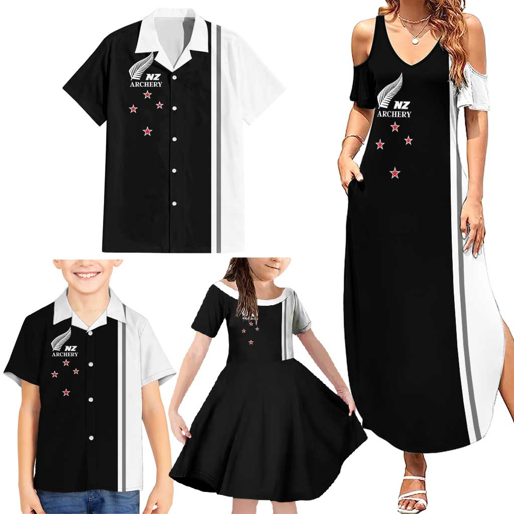 Personalised New Zealand 2025 Archery Basic Family Matching Summer Maxi Dress and Hawaiian Shirt Archery NZ LT01 - Polynesian Pride