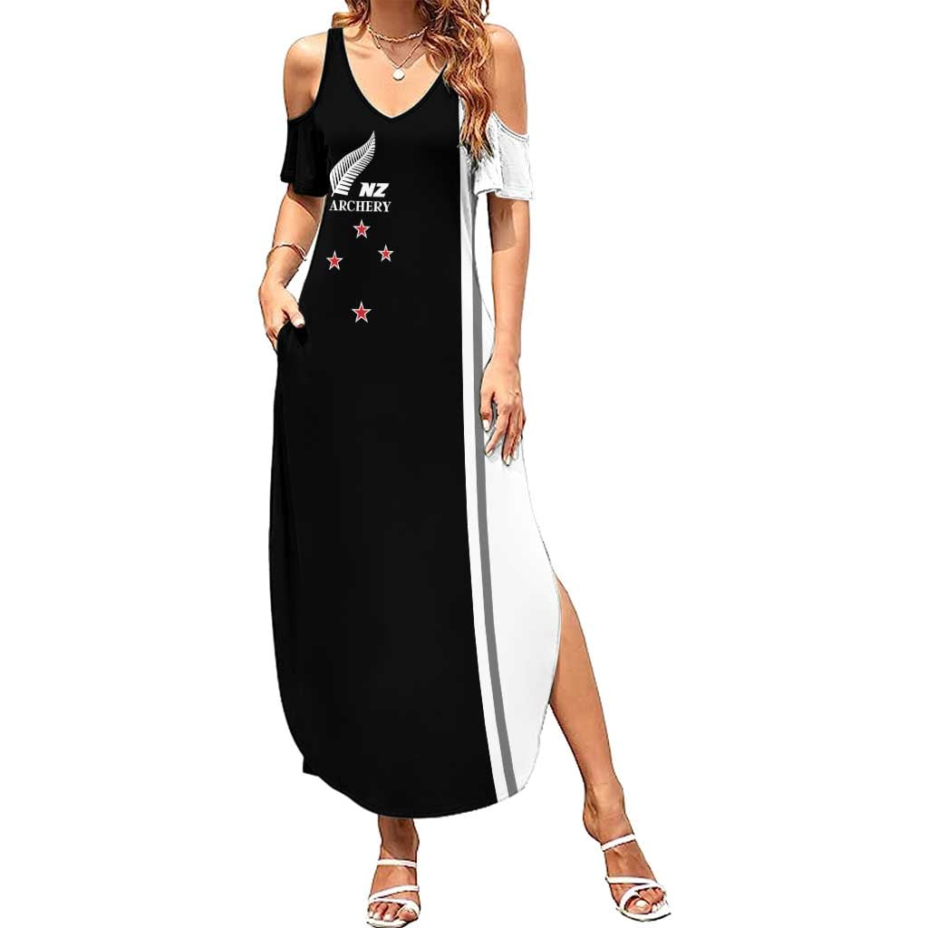 Personalised New Zealand 2025 Archery Basic Family Matching Summer Maxi Dress and Hawaiian Shirt Archery NZ