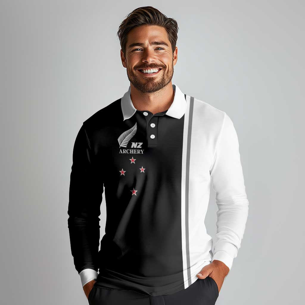 Personalised New Zealand 2025 Archery Basic Long Sleeve Polo Shirt Archery NZ