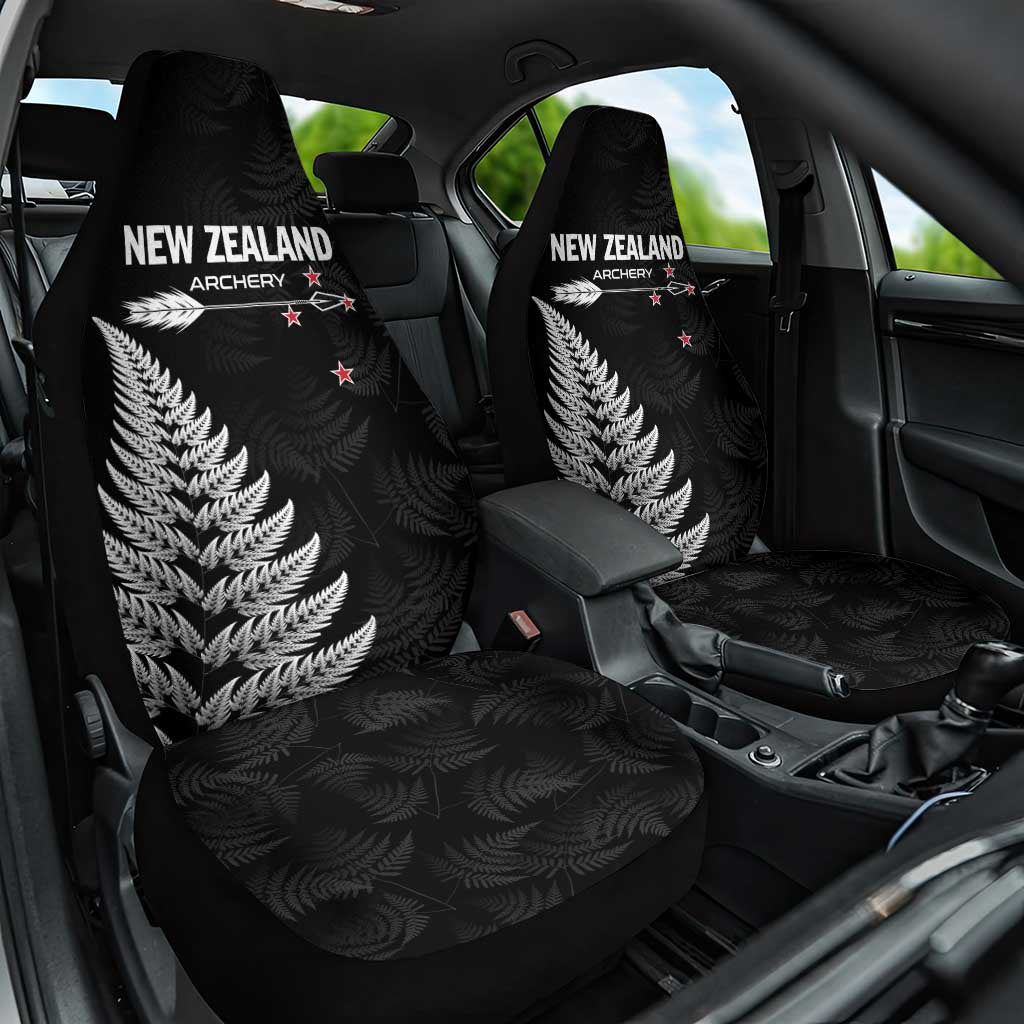New Zealand 2025 Archery Car Seat Cover Aotearoa Silver Arrows Black