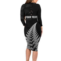 Personalised New Zealand 2025 Archery Family Matching Long Sleeve Bodycon Dress and Hawaiian Shirt Aotearoa Silver Arrows Black LT01 - Polynesian Pride