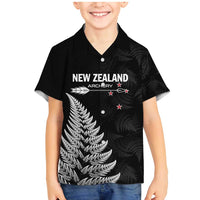 Personalised New Zealand 2025 Archery Family Matching Mermaid Dress and Hawaiian Shirt Aotearoa Silver Arrows Black LT01 Son's Shirt Black - Polynesian Pride
