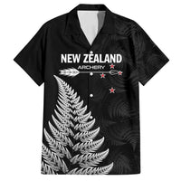 Personalised New Zealand 2025 Archery Family Matching Summer Maxi Dress and Hawaiian Shirt Aotearoa Silver Arrows Black LT01 Dad's Shirt - Short Sleeve Black - Polynesian Pride