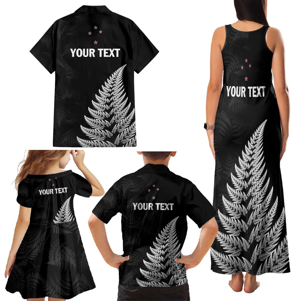 Personalised New Zealand 2025 Archery Family Matching Tank Maxi Dress and Hawaiian Shirt Aotearoa Silver Arrows Black LT01 - Polynesian Pride