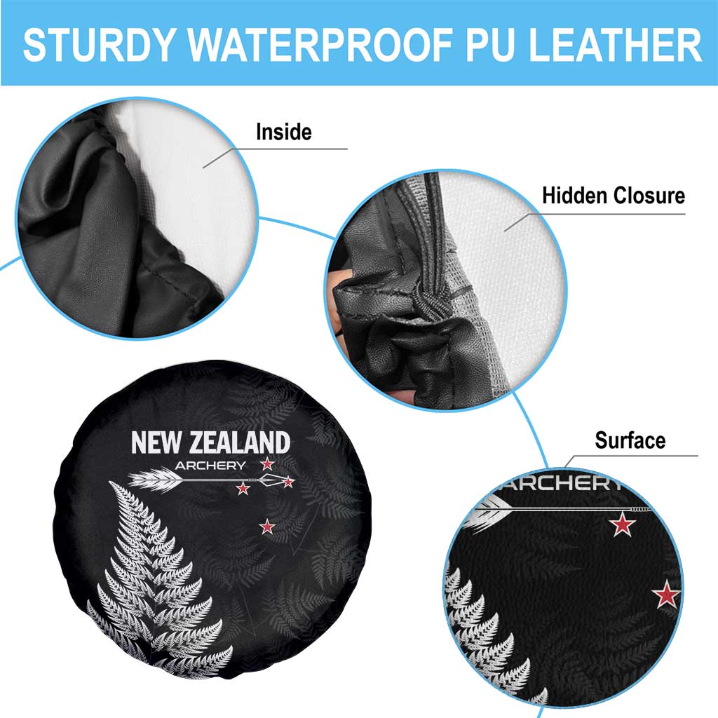 New Zealand 2025 Archery Spare Tire Cover Aotearoa Silver Arrows Black