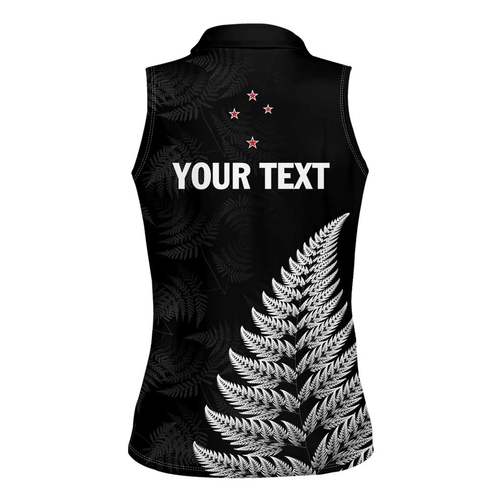 Personalised New Zealand 2025 Archery Women Sleeveless Polo Shirt Aotearoa Silver Arrows Black