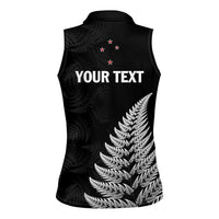 Personalised New Zealand 2025 Archery Women Sleeveless Polo Shirt Aotearoa Silver Arrows Black