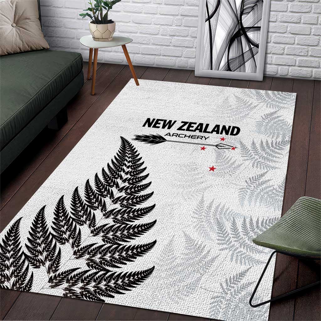 New Zealand 2025 Archery Area Rug Aotearoa Silver Arrows White LT01 White - Polynesian Pride