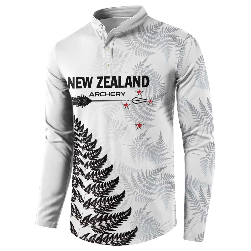 Personalised New Zealand 2025 Archery Button Sweatshirt Aotearoa Silver Arrows White