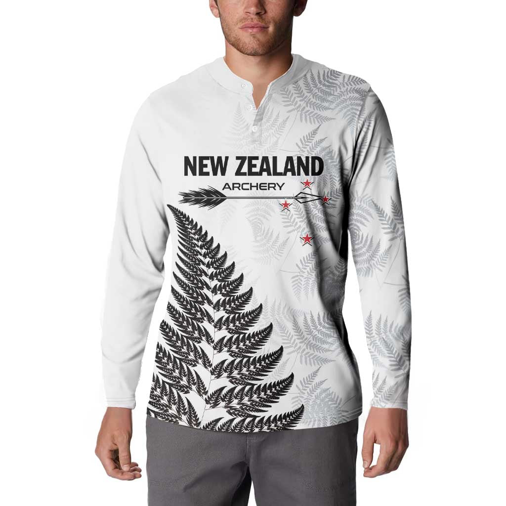 Personalised New Zealand 2025 Archery Button Sweatshirt Aotearoa Silver Arrows White