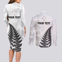 Personalised New Zealand 2025 Archery Couples Matching Long Sleeve Bodycon Dress and Long Sleeve Button Shirt Aotearoa Silver Arrows White