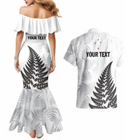 Personalised New Zealand 2025 Archery Couples Matching Mermaid Dress and Hawaiian Shirt Aotearoa Silver Arrows White LT01 - Polynesian Pride