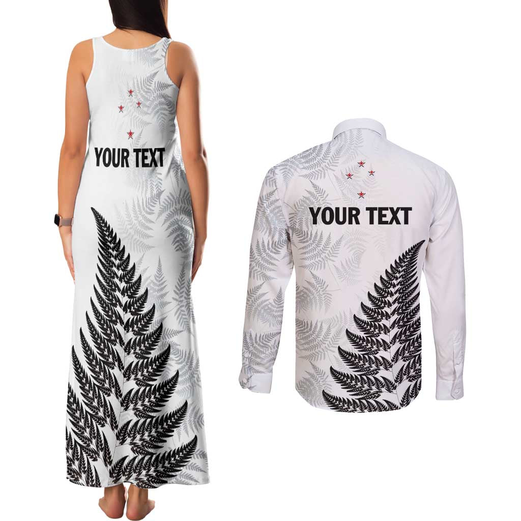 Personalised New Zealand 2025 Archery Couples Matching Tank Maxi Dress and Long Sleeve Button Shirt Aotearoa Silver Arrows White