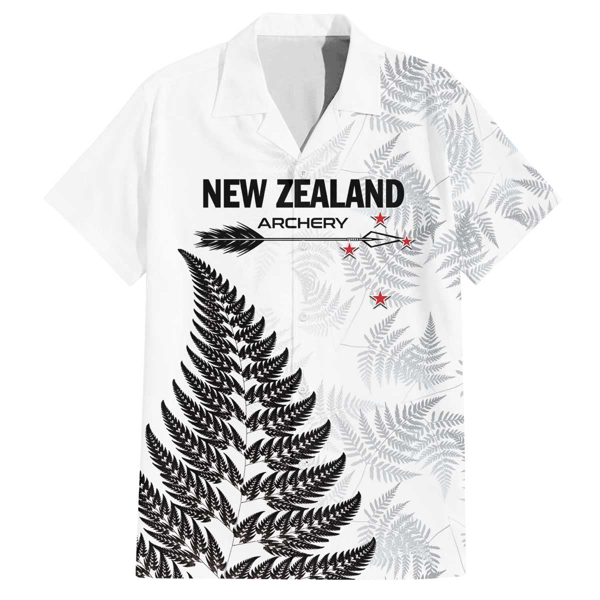 Personalised New Zealand 2025 Archery Family Matching Off The Shoulder Long Sleeve Dress and Hawaiian Shirt Aotearoa Silver Arrows White LT01 Dad's Shirt - Short Sleeve White - Polynesian Pride
