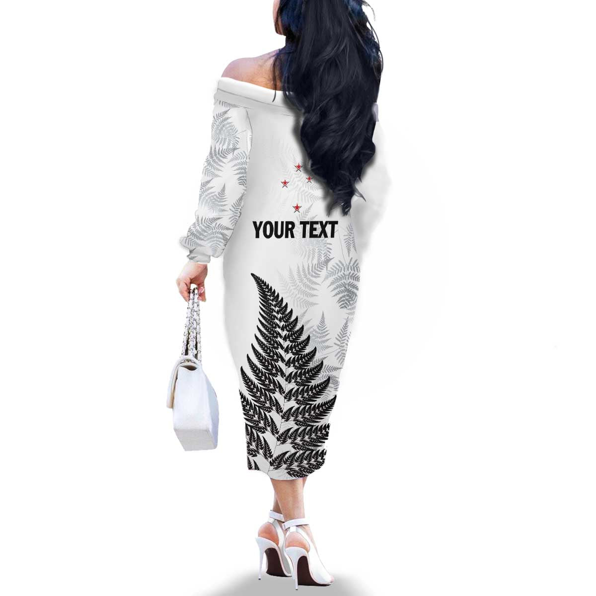Personalised New Zealand 2025 Archery Family Matching Off The Shoulder Long Sleeve Dress and Hawaiian Shirt Aotearoa Silver Arrows White LT01 - Polynesian Pride