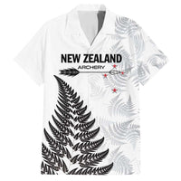 Personalised New Zealand 2025 Archery Family Matching Off Shoulder Short Dress and Hawaiian Shirt Aotearoa Silver Arrows White LT01 Dad's Shirt - Short Sleeve White - Polynesian Pride