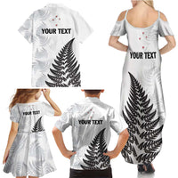 Personalised New Zealand 2025 Archery Family Matching Summer Maxi Dress and Hawaiian Shirt Aotearoa Silver Arrows White LT01 - Polynesian Pride