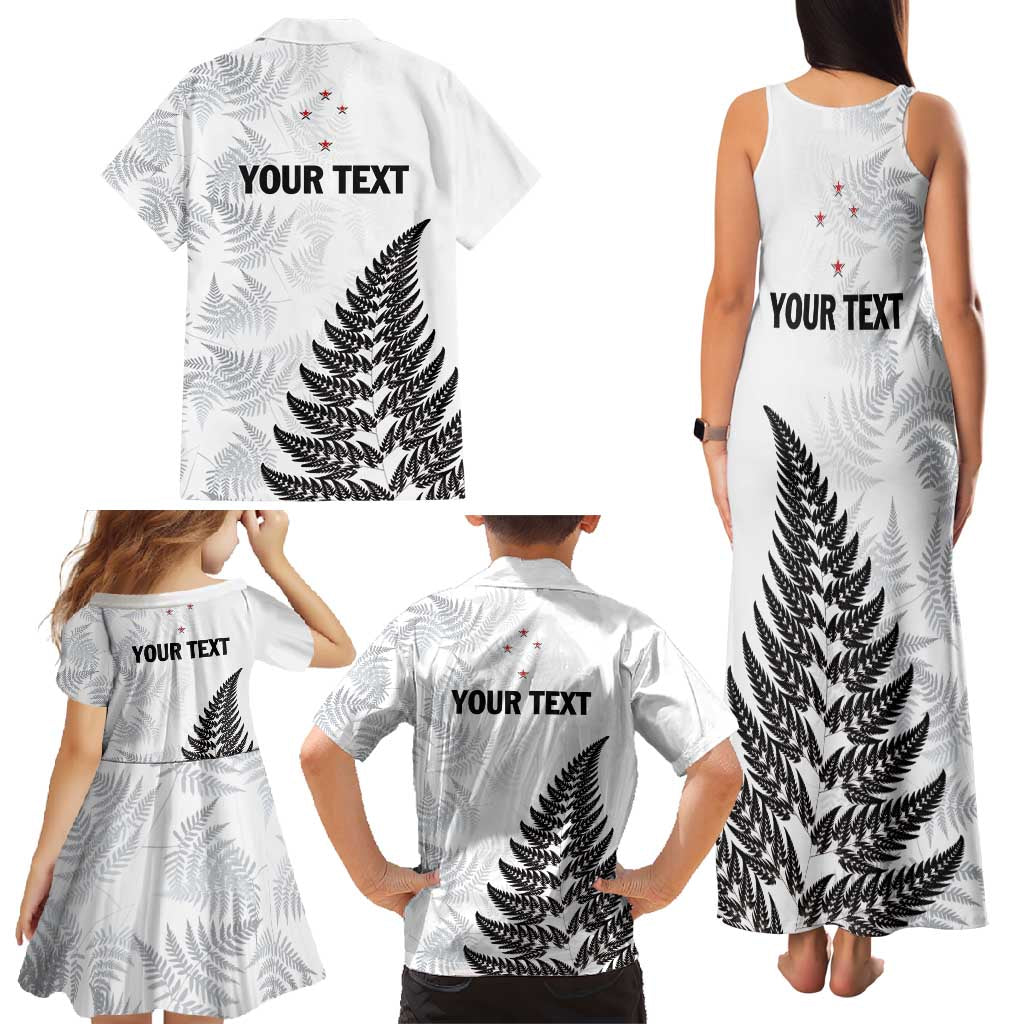 Personalised New Zealand 2025 Archery Family Matching Tank Maxi Dress and Hawaiian Shirt Aotearoa Silver Arrows White LT01 - Polynesian Pride