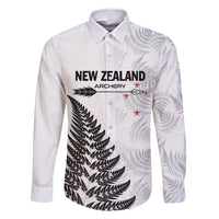 Personalised New Zealand 2025 Archery Family Matching Tank Maxi Dress and Hawaiian Shirt Aotearoa Silver Arrows White LT01 Dad's Shirt - Long Sleeve White - Polynesian Pride