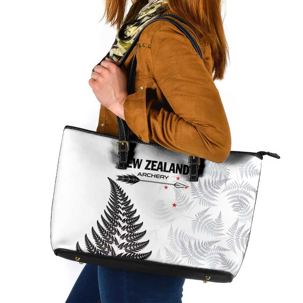 New Zealand 2025 Archery Leather Tote Bag Aotearoa Silver Arrows White