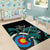 New Zealand Archery Area Rug Turquoise Maori Silver Fern