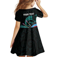 Personalised New Zealand Archery Family Matching Off Shoulder Maxi Dress and Hawaiian Shirt Turquoise Maori Silver Fern LT01 - Polynesian Pride