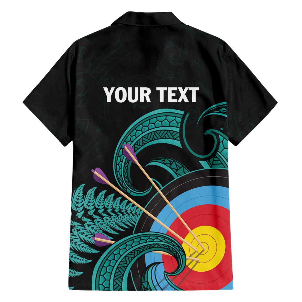 Personalised New Zealand Archery Family Matching Short Sleeve Bodycon Dress and Hawaiian Shirt Turquoise Maori Silver Fern LT01 - Polynesian Pride