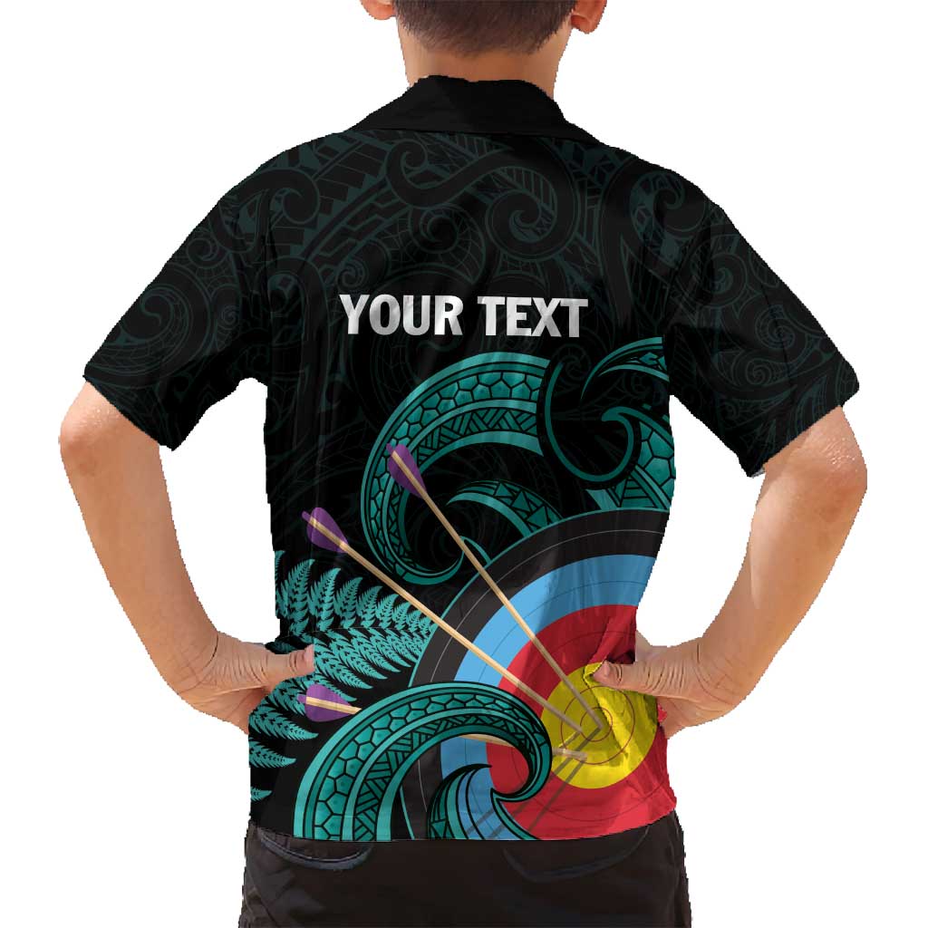Personalised New Zealand Archery Family Matching Summer Maxi Dress and Hawaiian Shirt Turquoise Maori Silver Fern LT01 - Polynesian Pride