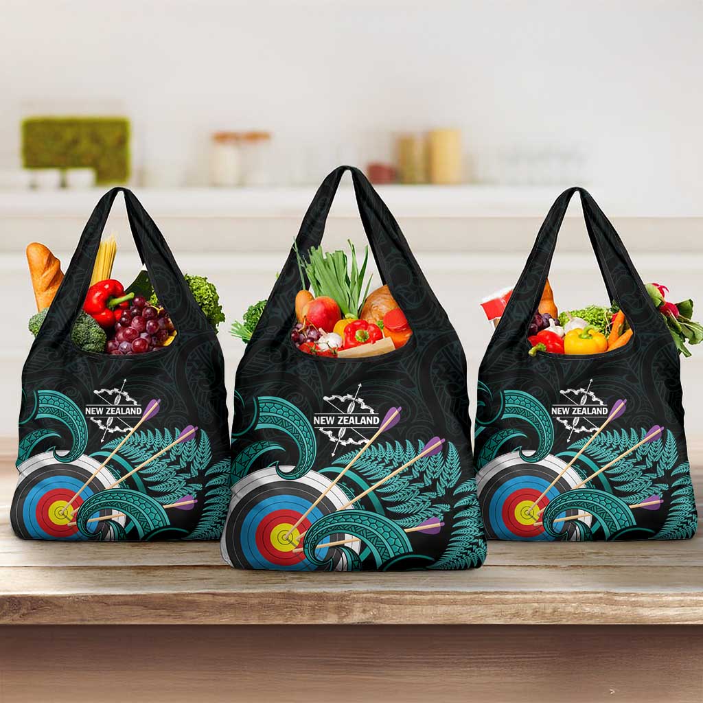 New Zealand Archery Grocery Bag Turquoise Maori Silver Fern