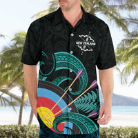 Personalised New Zealand Archery Hawaiian Shirt Turquoise Maori Silver Fern LT01 - Polynesian Pride