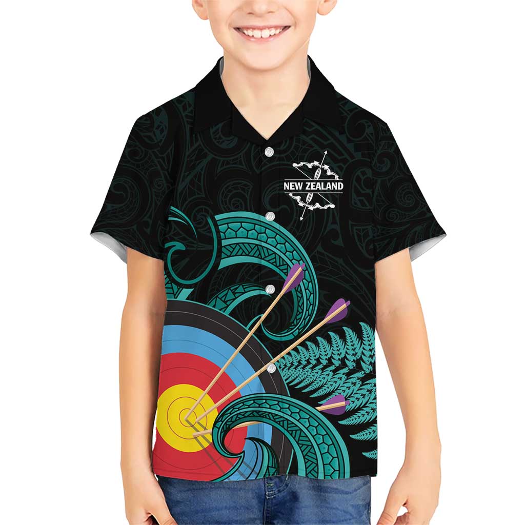 Personalised New Zealand Archery Hawaiian Shirt Turquoise Maori Silver Fern LT01 - Polynesian Pride