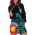 Personalised New Zealand Archery Hoodie Dress Turquoise Maori Silver Fern