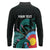 Personalised New Zealand Archery Long Sleeve Polo Shirt Turquoise Maori Silver Fern