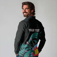 Personalised New Zealand Archery Long Sleeve Polo Shirt Turquoise Maori Silver Fern