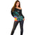 Personalised New Zealand Archery Off Shoulder Sweater Turquoise Maori Silver Fern