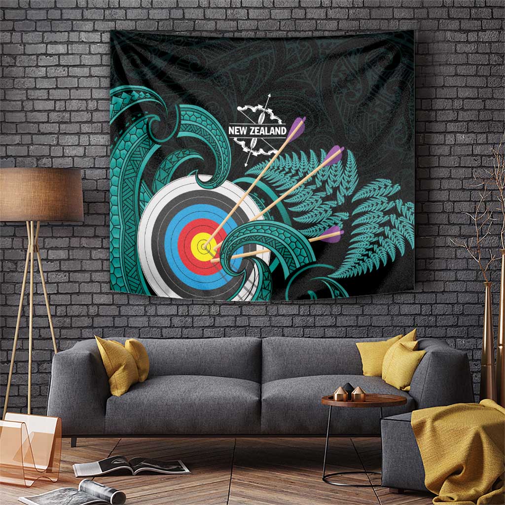 New Zealand Archery Tapestry Turquoise Maori Silver Fern LT01 Turquoise - Polynesian Pride
