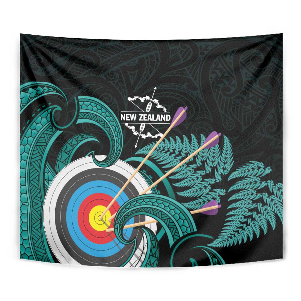 New Zealand Archery Tapestry Turquoise Maori Silver Fern LT01 - Polynesian Pride