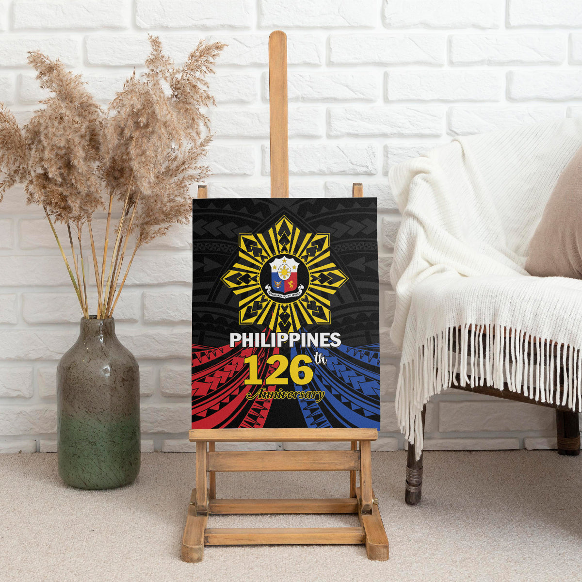 Philippines Independence Day Canvas Wall Art Filipino 126th Anniversary Sun Tattoo