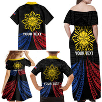 Personalized Philippines Independence Day Family Matching Off Shoulder Maxi Dress and Hawaiian Shirt Filipino 126th Anniversary Sun Tattoo LT01 - Polynesian Pride