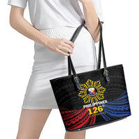 Philippines Independence Day Leather Tote Bag Filipino 126th Anniversary Sun Tattoo