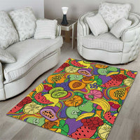 Hawaii Fruits Hippie Style Area Rug Vibrant Colorful