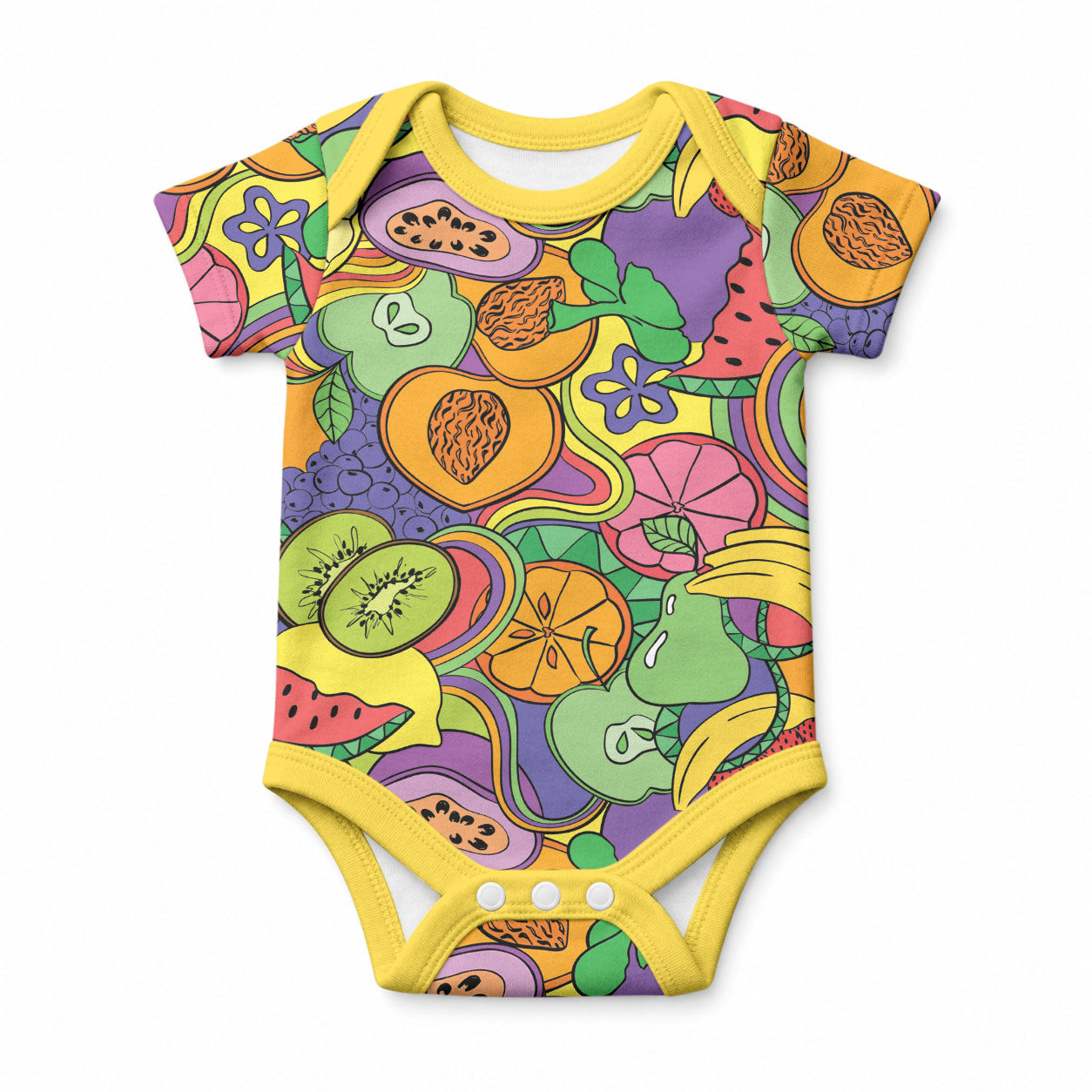 Hawaii Fruits Hippie Style Baby Onesie Vibrant Colorful LT01 Multicolor - Polynesian Pride