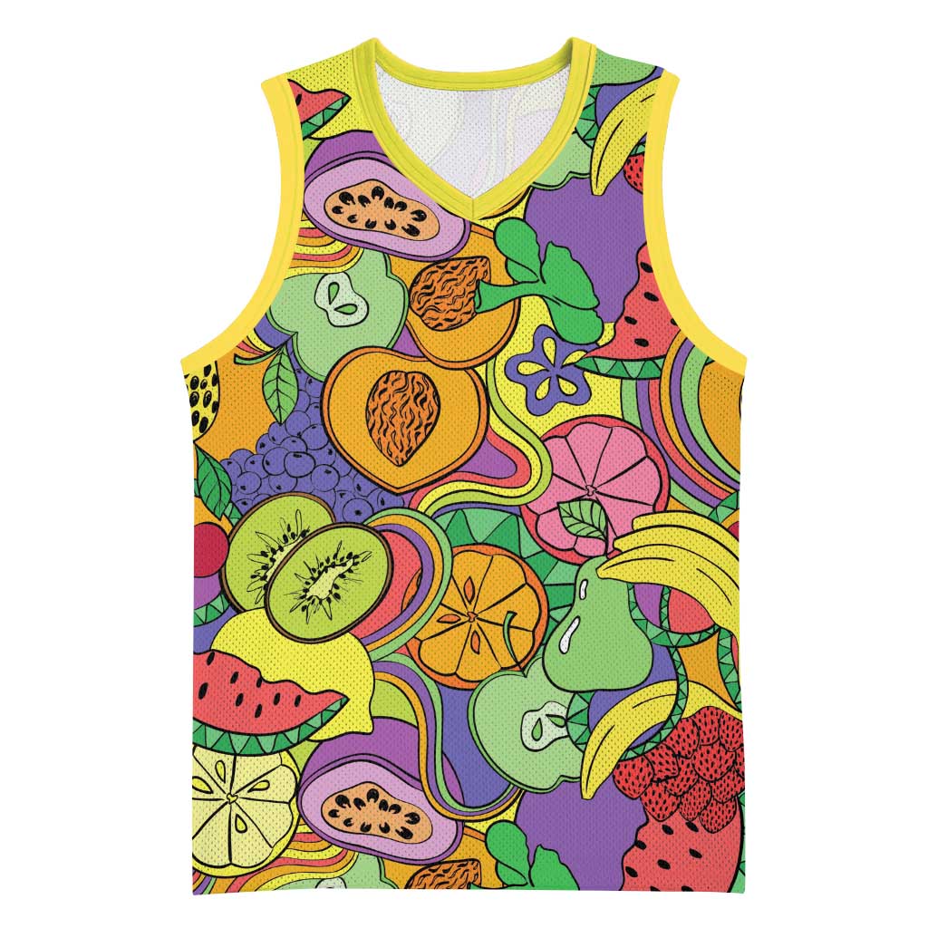 Hawaii Fruits Hippie Style Basketball Jersey Vibrant Colorful