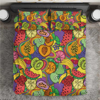 Hawaii Fruits Hippie Style Bedding Set Vibrant Colorful