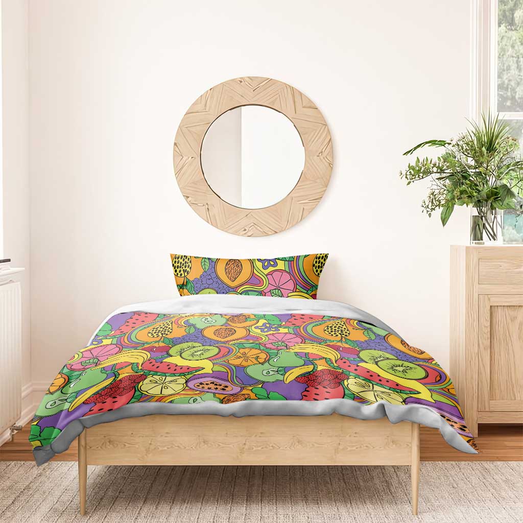 Hawaii Fruits Hippie Style Bedding Set Vibrant Colorful