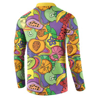 Hawaii Fruits Hippie Style Button Sweatshirt Vibrant Colorful